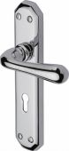 V7050-PC Heritage Brass Door Handle Lever Lock Charlbury Design Polished Chrome Finish