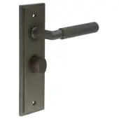 BUR-40DB-453DB-81DB Frelan Hardware Burlington 'Piccadilly' Door Handles on 57mm Bathroom Backplate with Dark Bronze Turn & Release (Inner 3)