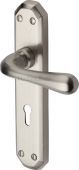 V7050-SN Heritage Brass Door Handle Lever Lock Charlbury Design Satin Nickel Finish
