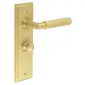 BUR-40SB-453SB-80SB Frelan Hardware Burlington 'Piccadilly' Door Handles on 57mm Bathroom Backplate with Satin Brass Turn & Release (Inner 1)