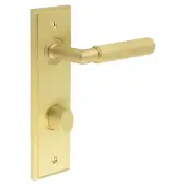 BUR-40SB-456SB-81SB Frelan Hardware Burlington 'Piccadilly' Door Handles Bathroom 78mm DIN Backplate with Satin Brass Turn & Release (Inner 3)