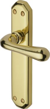 Click Here To Enlarge This Photo Of V7060-PB Heritage Brass Door Handle Lever Latch Charlbury Design Polished Brass Finish