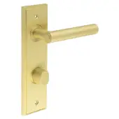 BUR-45SB-456SB-81SB Frelan Hardware Burlington 'Richmond' Door Handles on 78mm DIN Bathroom Backplate with Satin Brass Turn & Release (Inner 3)