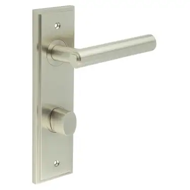 Click Here To Enlarge This Photo Of BUR-45SN-456SN-81SN Frelan Hardware Burlington 'Richmond' Door Handles on 78mm DIN Bathroom Backplate with Satin Nickel Turn & Release (Inner 3)