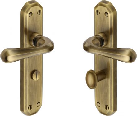 Click Here To Enlarge This Photo Of V7070-AT Heritage Brass Door Handle For Bathroom Charlbury Design Antique Brass Finish