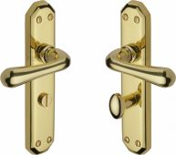 V7070-PB Heritage Brass Door Handle For Bathroom Charlbury Design Polished Brass Finish