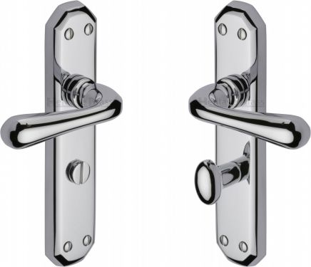 Click Here To Enlarge This Photo Of V7070-PC Heritage Brass Door Handle For Bathroom Charlbury Design Polished Chrome Finish