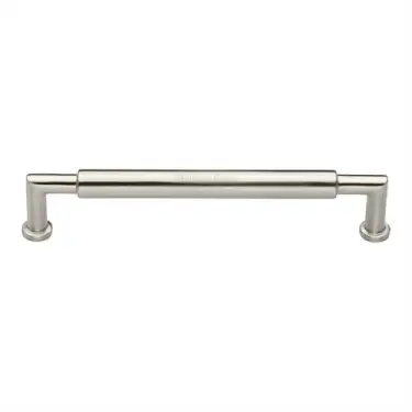 Click Here To Enlarge This Photo Of C0319 203-SN Heritage Brass Cabinet Pull Bauhaus Round Design 203mm ctc Satin Nickel Finish