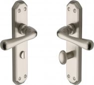 V7070-SN Heritage Brass Door Handle For Bathroom Charlbury Design Satin Nickel Finish