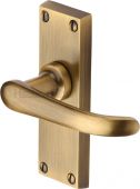 V710-AT Heritage Brass Door Handle Lever Latch Windsor Short Design Antique Brass Finish