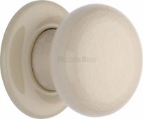 8010-PR Heritage Brass Cream Crackle Mortice Knob with Porcelain Base