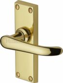 V710-PB Heritage Brass Door Handle Lever Latch Windsor Short Design Polished Brass Finish