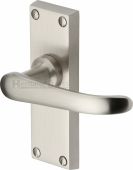 V710-SN Heritage Brass Door Handle Lever Latch Windsor Short Design Satin Nickel Finish