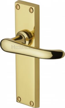 Click Here To Enlarge This Photo Of V713-PB Heritage Brass Door Handle Lever Latch Windsor Design Polished Brass Finish
