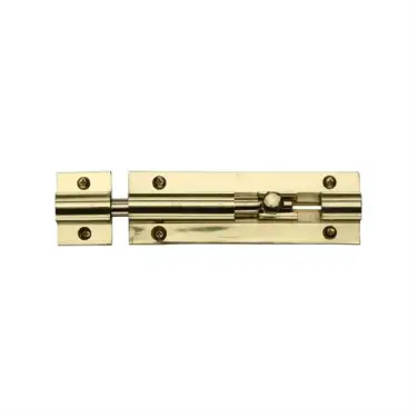 Click Here To Enlarge This Photo Of C1582 4-PB Heritage Brass Door Bolt Straight 4 x 1.25 Polished Brass finish