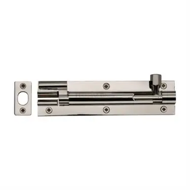 Click Here To Enlarge This Photo Of C1592 6-PNF Heritage Brass Door Bolt Necked 6 x 1.25 Polished Nickel finish