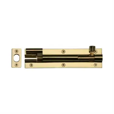 Click Here To Enlarge This Photo Of C1594 6-PB Heritage Brass Door Bolt Necked 6" x 1.5" Polished Brass finish