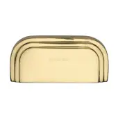 C1740-PB Heritage Brass Drawer Pull Bauhaus Design 76mm ctc Polished Brass Finish
