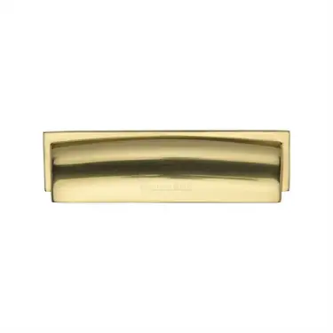 Click Here To Enlarge This Photo Of C2765 96-PB Heritage Brass Drawer Pull Shropshire Design 76/96mm ctc Polished Brass Finish