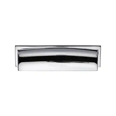 Click Here To Enlarge This Photo Of C2765 96-PC Heritage Brass Drawer Pull Shropshire Design 76/96mm ctc Polished Chrome Finish