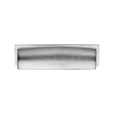 Click Here To Enlarge This Photo Of C2765 96-SC Heritage Brass Drawer Pull Shropshire Design 76/96mm ctc Satin Chrome Finish