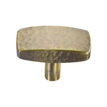 Click Here To Enlarge This Photo Of C3386 41-AT Heritage Brass Cabinet Knob Rectangular Hammered Design 41mm Antique Brass finish