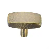 C3386 41-AT Heritage Brass Cabinet Knob Rectangular Hammered Design 41mm Antique Brass finish