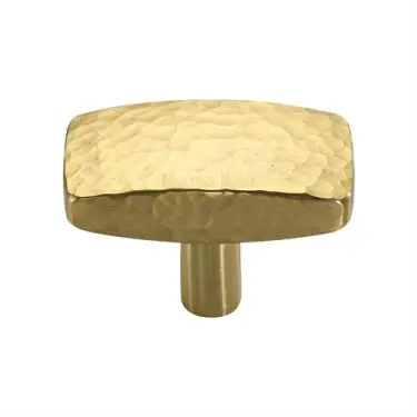 Click Here To Enlarge This Photo Of C3386 41-PB Heritage Brass Cabinet Knob Rectangular Hammered Design 41mm Polished Brass finish