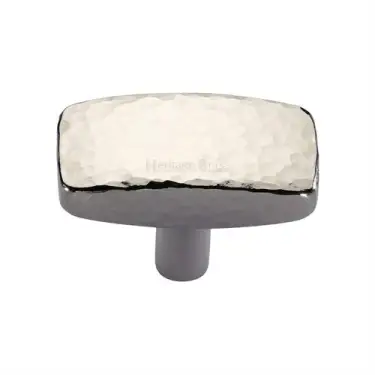 Click Here To Enlarge This Photo Of C3386 41-PNF Heritage Brass Cabinet Knob Rectangular Hammered Design 41mm Polished Nickel finish