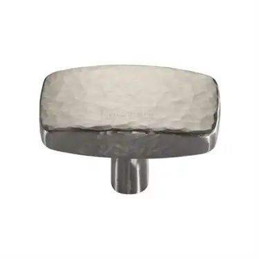 Click Here To Enlarge This Photo Of C3386 41-SN Heritage Brass Cabinet Knob Rectangular Hammered Design 41mm Satin Nickel finish