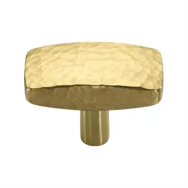 Click Here To Enlarge This Photo Of C3386 47-PB Heritage Brass Cabinet Knob Rectangular Hammered Design 47mm Polished Brass finish
