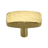 C3386 47-PB Heritage Brass Cabinet Knob Rectangular Hammered Design 47mm Polished Brass finish
