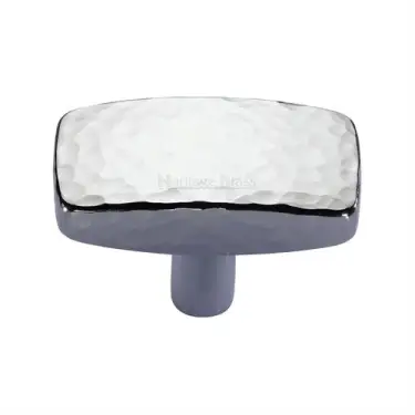 Click Here To Enlarge This Photo Of C3386 47-PC Heritage Brass Cabinet Knob Rectangular Hammered Design 47mm Polished Chrome finish
