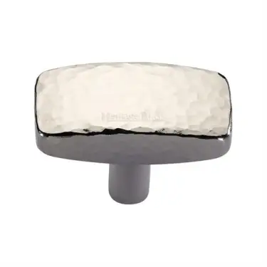 Click Here To Enlarge This Photo Of C3386 47-PNF Heritage Brass Cabinet Knob Rectangular Hammered Design 47mm Polished Nickel finish