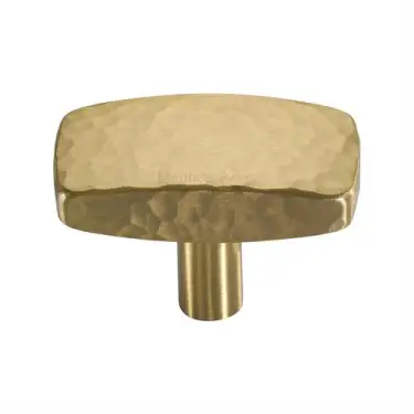 Click Here To Enlarge This Photo Of C3386 47-SB Heritage Brass Cabinet Knob Rectangular Hammered Design 47mm Satin Brass finish