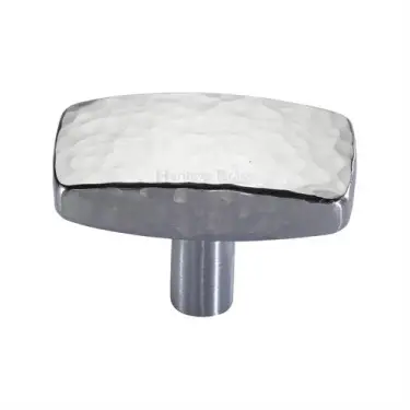 Click Here To Enlarge This Photo Of C3386 47-SC Heritage Brass Cabinet Knob Rectangular Hammered Design 47mm Satin Chrome finish