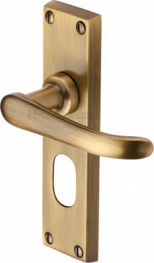 Click Here To Enlarge This Photo Of V725-AT Heritage Brass Door Handle For Oval Profile Plate Windsor Design Antique Brass Finish