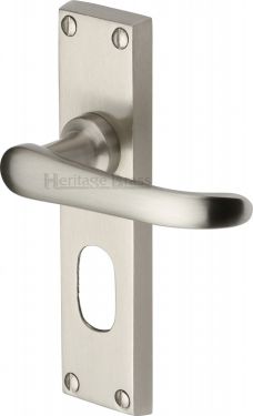 Click Here To Enlarge This Photo Of V725-SN Heritage Brass Door Handle For Oval Profile Plate Windsor Design Satin Nickel Finish