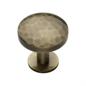 C3876 32-AT Heritage Brass Cabinet Knob Round Hammered Design with Rose 32mm Antique Brass finish