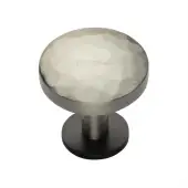 C3876 32-BSN Heritage Brass Cabinet Knob Round Hammered Design with Rose 32mm Matt Bronze/Satin Nickel finish