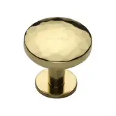 C3876 32-PB Heritage Brass Cabinet Knob Round Hammered Design with Rose 32mm Polished Brass finish