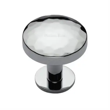 Click Here To Enlarge This Photo Of C3876 32-PC Heritage Brass Cabinet Knob Round Hammered Design with Rose 32mm Polished Chrome finish