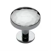 C3876 32-PC Heritage Brass Cabinet Knob Round Hammered Design with Rose 32mm Polished Chrome finish