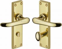 V730-PB Heritage Brass Door Handle For Bathroom Windsor Design Polished Brass Finish