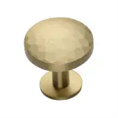C3876 32-SB Heritage Brass Cabinet Knob Round Hammered Design with Rose 32mm Satin Brass finish