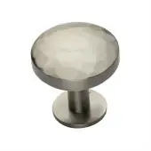 C3876 32-SN Heritage Brass Cabinet Knob Round Hammered Design with Rose 32mm Satin Nickel finish