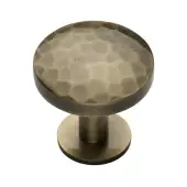 C3876 38-AT Heritage Brass Cabinet Knob Round Hammered Design with Rose 38mm Antique Brass finish