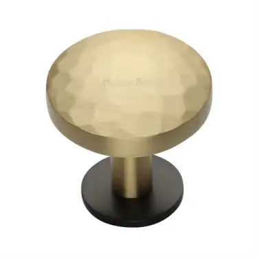 Click Here To Enlarge This Photo Of C3876 38-BSB Heritage Brass Cabinet Knob Round Hammered Design with Rose 38mm Matt Bronze/Satin Brass finish