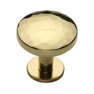 Click Here To Enlarge This Photo Of C3876 38-PB Heritage Brass Cabinet Knob Round Hammered Design with Rose 38mm Polished Brass finish