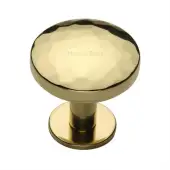 C3876 38-PB Heritage Brass Cabinet Knob Round Hammered Design with Rose 38mm Polished Brass finish